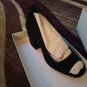 Open Toe Black Suede Shoe